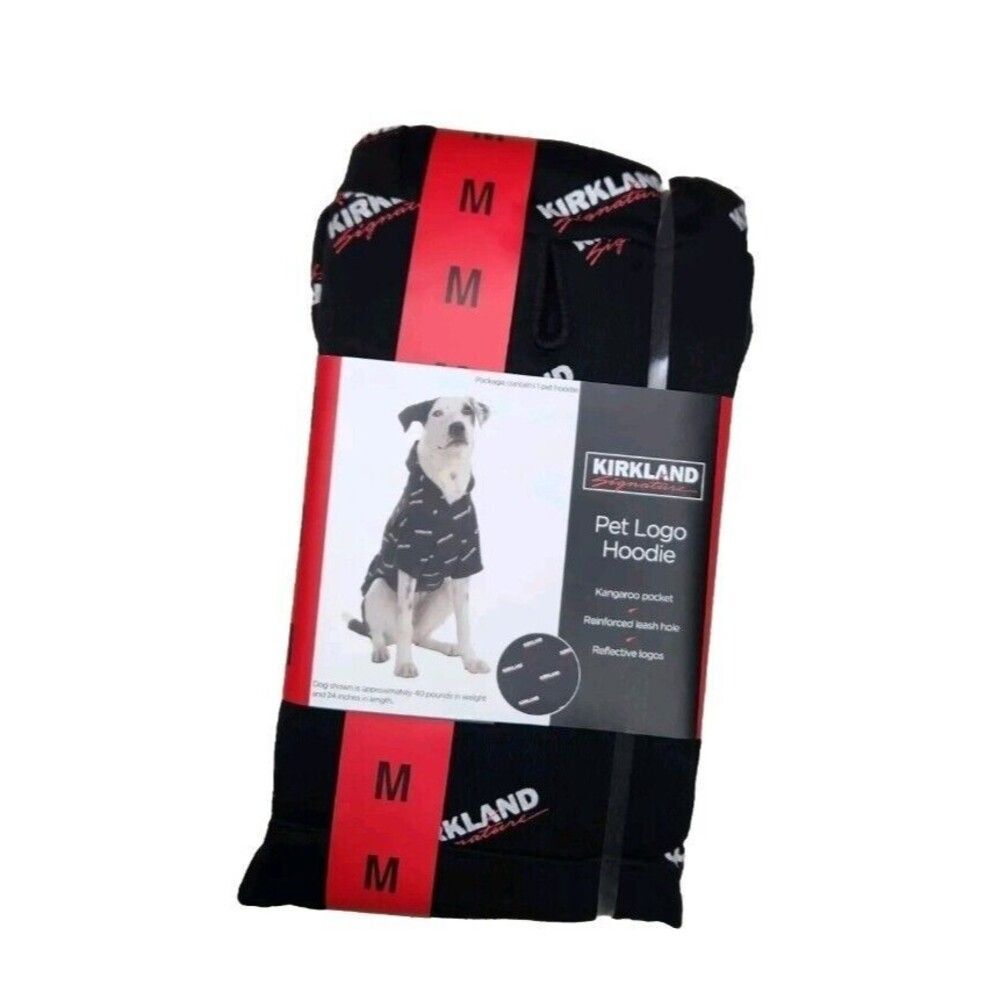 Costco Kirkland Signature Pet Logo Hoodie Black Size M Dog 13"-16"Back/ 25-40lbs